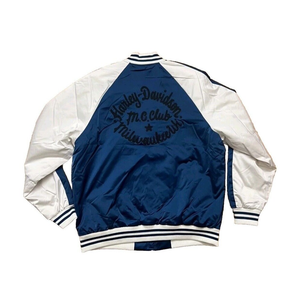 Harley-Davidson Men's Club Crew Bomber Jacket 97439-23VM Blue/White Men's LARGE